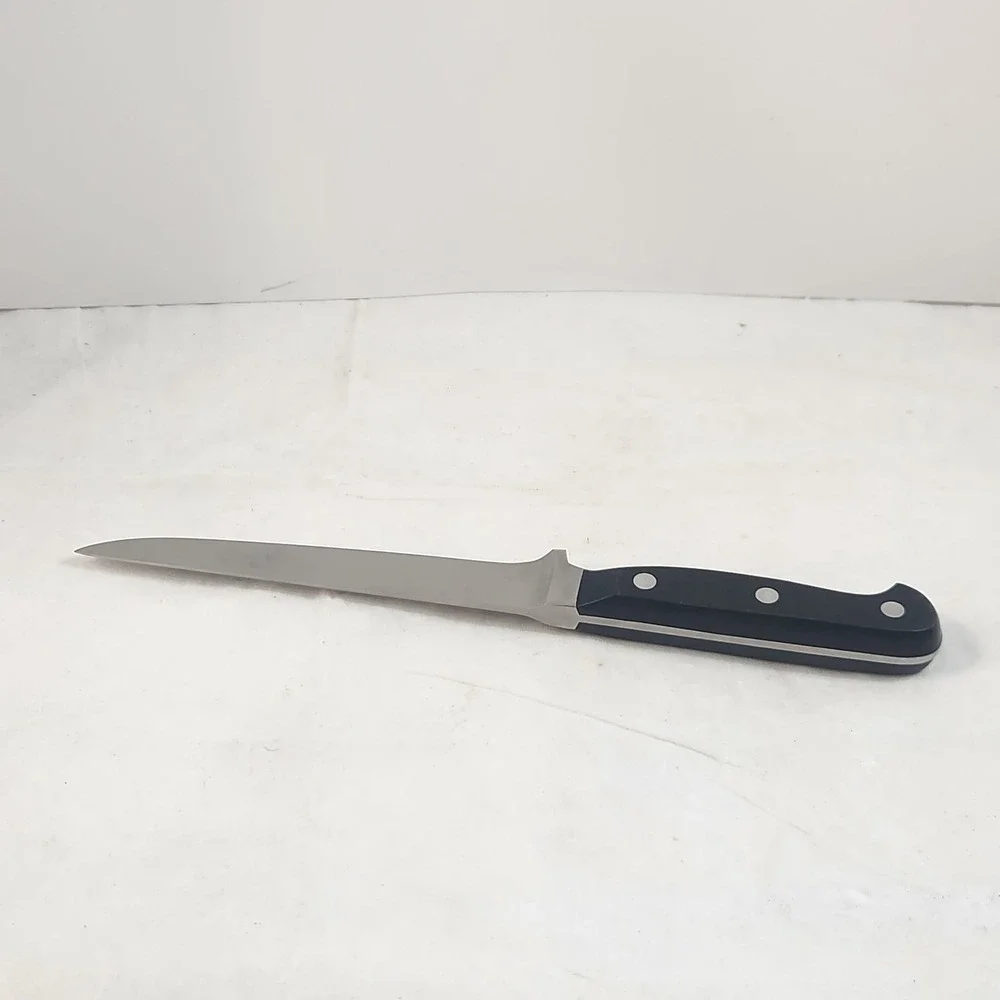 Mundial 5114-6 Boning Knife Stainless Steel Brazil Black Handle Full Tang Rivet